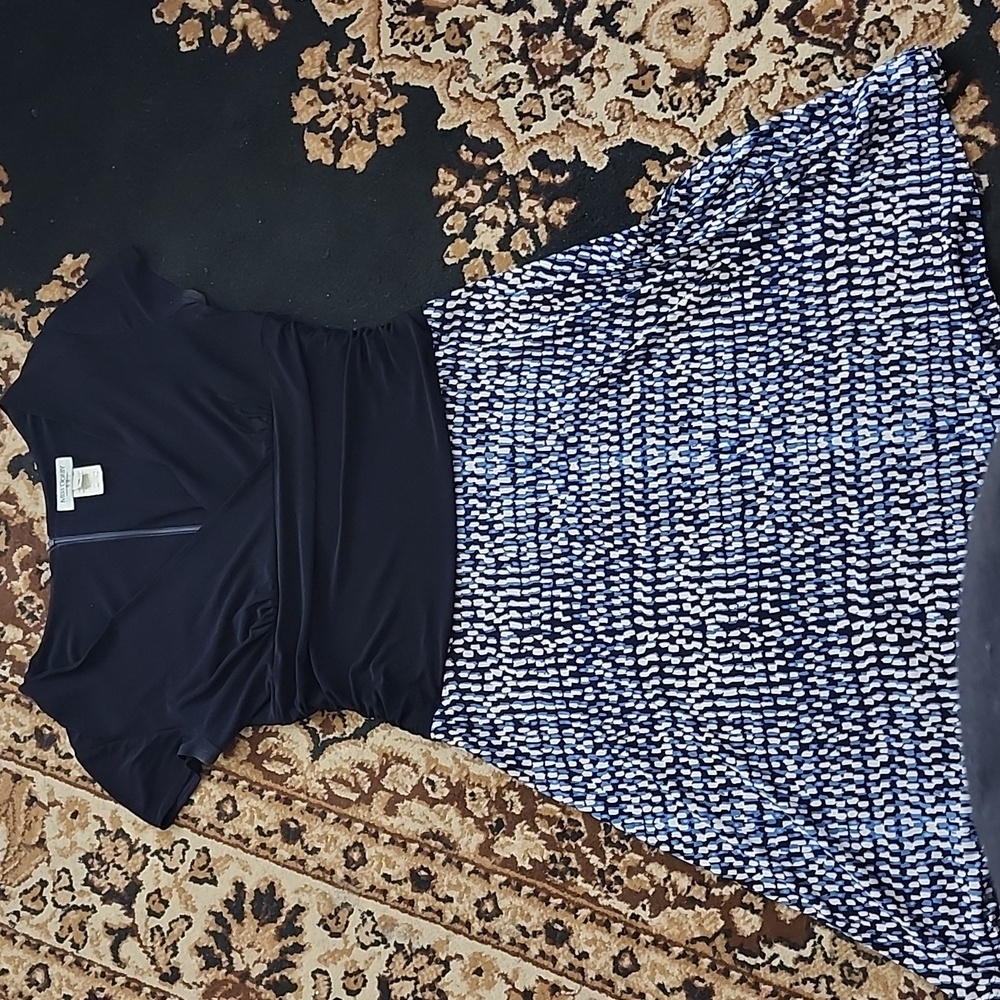 Womens Miss Dorby Navy/light Blue and White Dotted Skirt Dress; 16